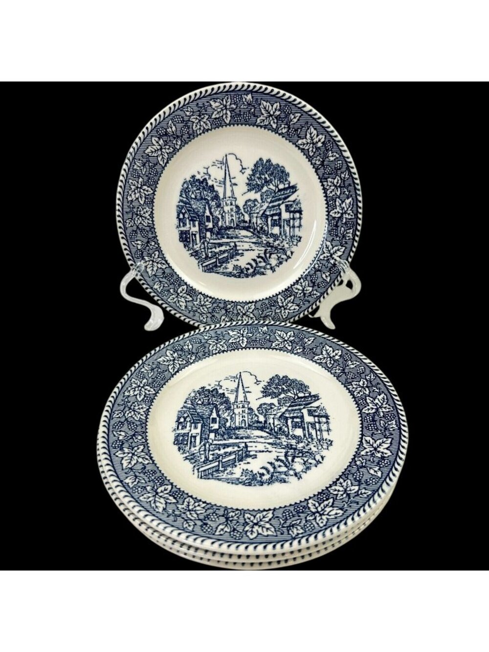 Vintage Homer Laughlin Shakespeare Country 4 Dessert Plate Round Blue 7.25"